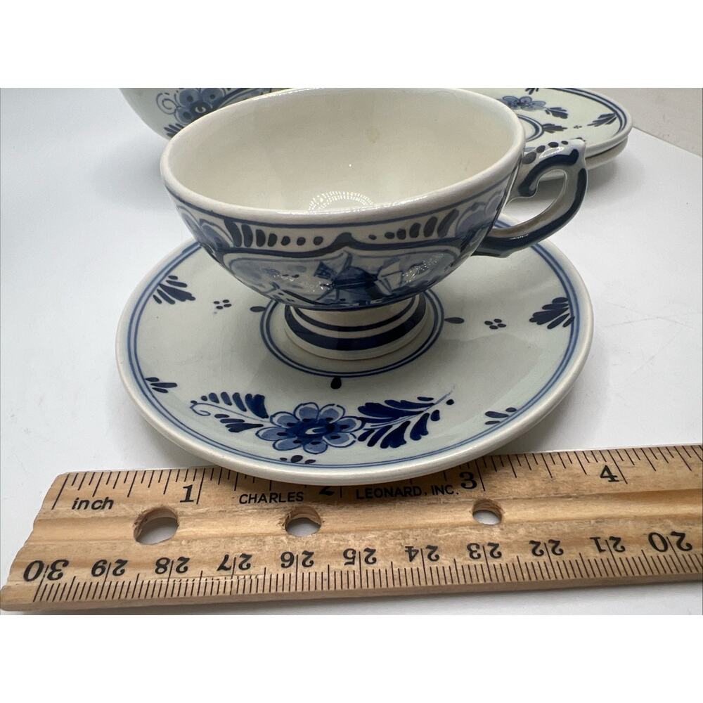Vintage Hand Painted Delfts Blauw Blue Holland Tea Cup and Saucer Set 3 - Picture 8 of 10